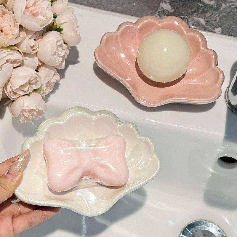 贝壳沥水肥皂盒创意香皂盒置物架卫生间浴室家用陶瓷不积水肥皂碟,家庭/个人清洁工具,皂盒,淘宝优惠券,粉丝福利购,淘宝优惠卷