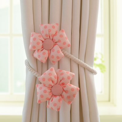 公主风窗帘绑带轻奢高档花朵可爱装饰纱帘捆绑绳收拢扣扎束带挂件