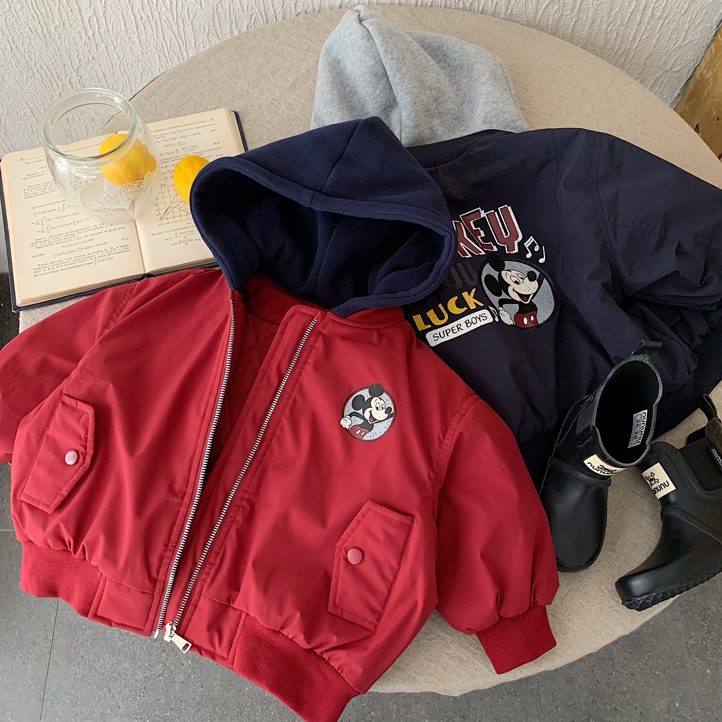 儿童棉服卡通米奇冬季棉服男女童加厚保暖外套拉链棉袄连帽外套