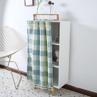 自粘式轨道式镜子遮挡帘可移动衣柜帘子滑轨式鞋架防尘帘橱柜门帘