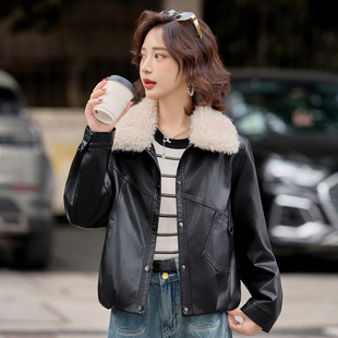 宽松夹克 绵羊皮外套韩版 海宁真皮皮衣女短款 加绒加厚2025秋冬新款