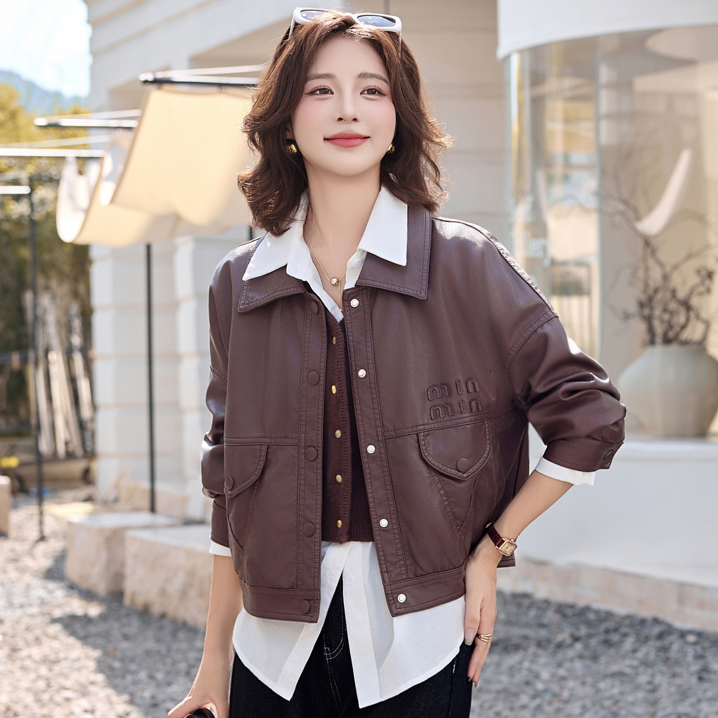 海宁真皮皮衣女小外套短款绵羊皮