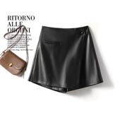 高腰宽松显瘦百搭休闲纯皮裙裤 海宁真皮绵羊皮短裤 女2025秋冬新款