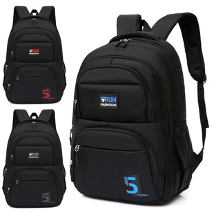新款 黑色简约中学大学生书包尼龙防泼水大容量双肩包户外旅行背包