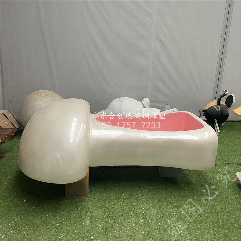 图书馆卡通造型蘑菇书架幼儿园儿童游乐园玻璃钢创意美陈蘑菇屋