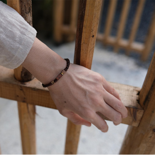 小兔家紫檀桶珠男女手链