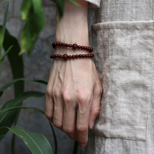 本命年紫檀秀气文艺复古莲花手串