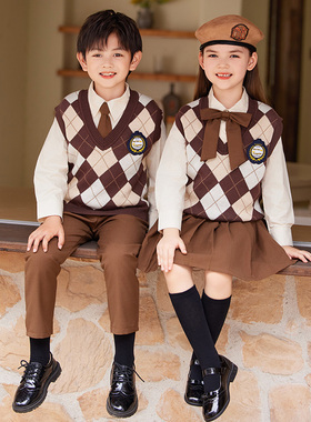 春秋男女童英伦风演出服背心马甲小学生校服班服幼儿园园服合唱服