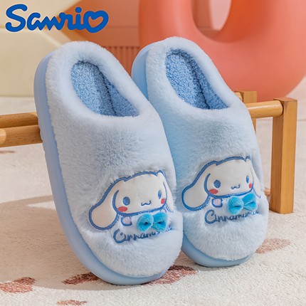 三丽鸥大耳狗儿童棉拖鞋冬款女大童保暖居家鞋宝宝毛毛拖鞋亲子鞋