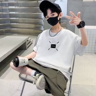 儿童圆领半袖 新款 上衣中大童宽松休闲潮t T恤2026夏季 男童纯棉短袖