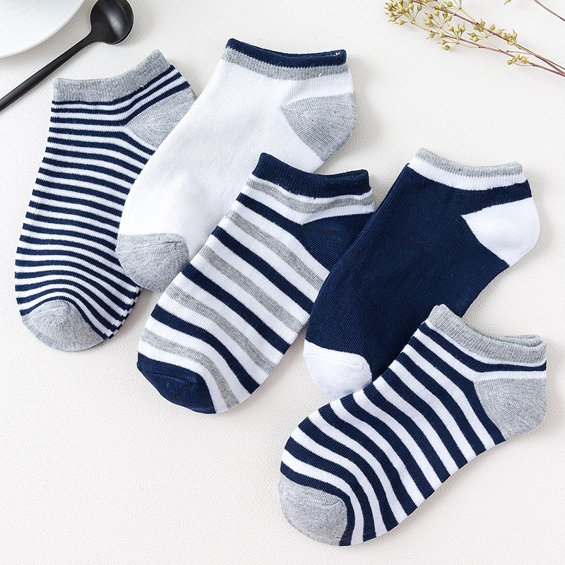 短袜男夏季百搭新款短浅口船袜男条纹袜子运动韩国短筒男潮sock
