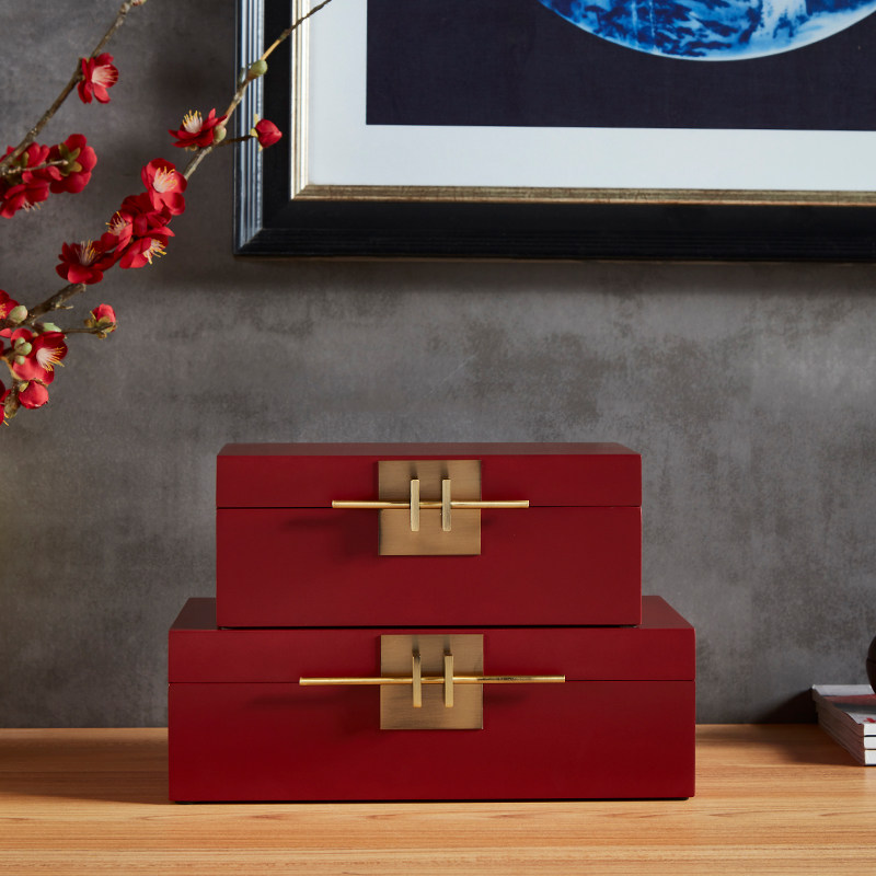 简约新古典轻奢收纳首饰盒摆件 酒店样板房间客厅家居漆器装饰品
