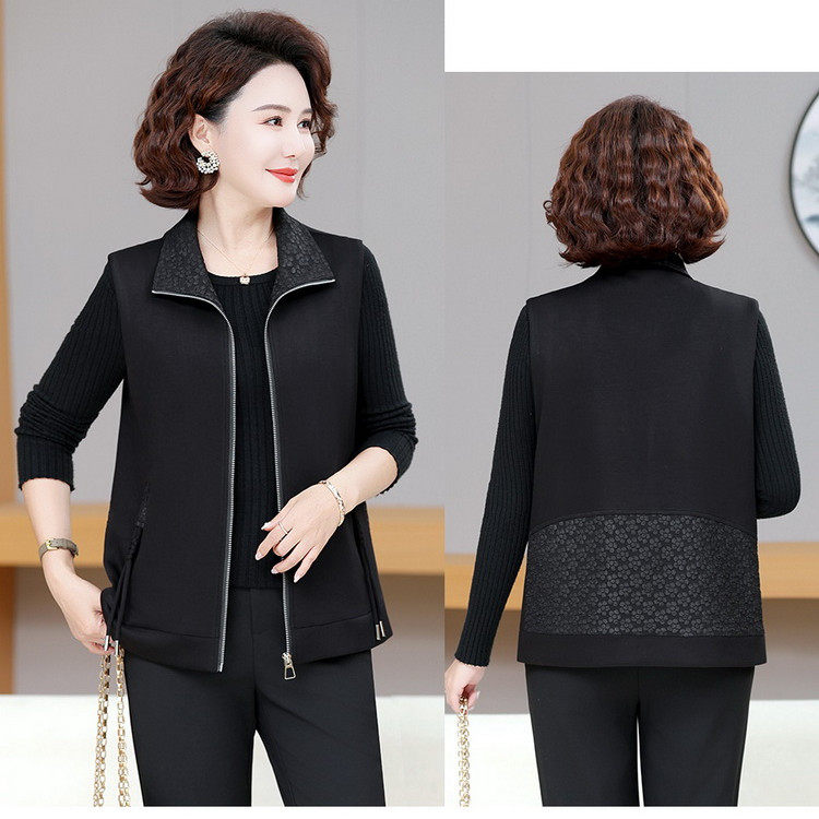 春装新款印花撞色无袖马夹上衣春秋季洋派妈妈翻领背心中老年马甲,女装/女士精品,中老年女装,淘宝优惠券,粉丝福利购,淘宝优惠卷