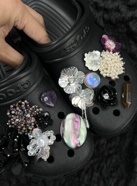 野兽派鞋花潮流立体水晶钻