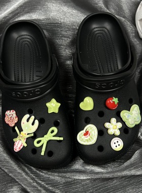 ins洞洞鞋扣可爱配饰diy鞋花装饰纽扣多巴胺小清新果绿色卡通配件