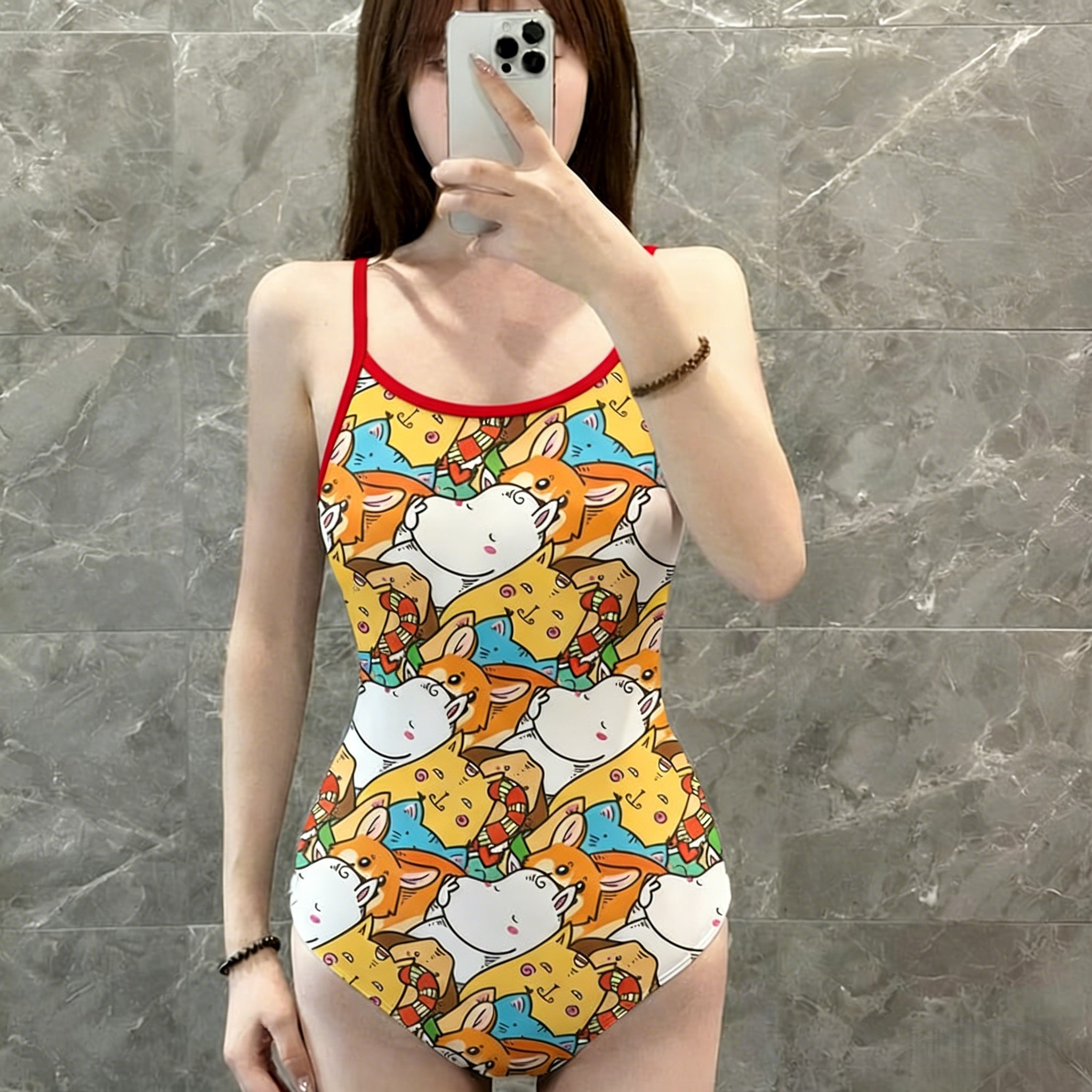 卡通动物连体泳衣女新款