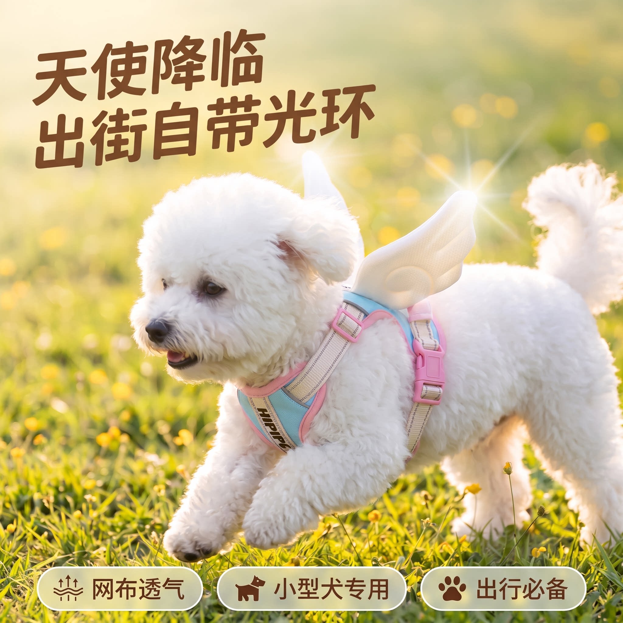 嬉皮狗立体小翅膀胸背带图片