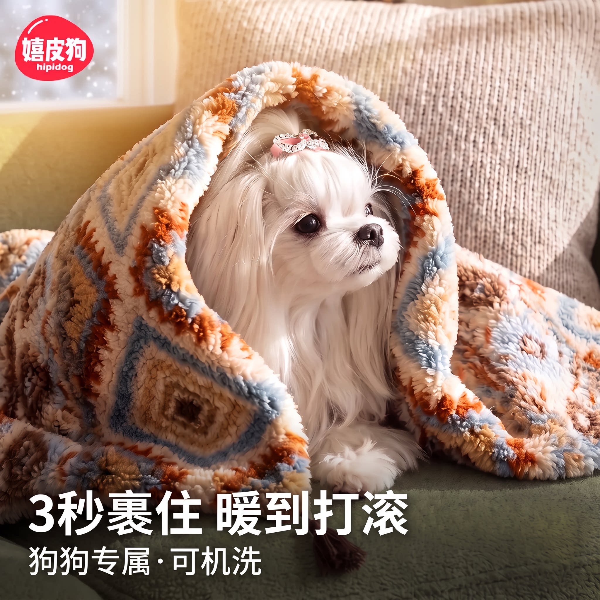 宠物毯子四季通用保暖小被子自带枕头睡垫防踢加厚保暖毯子睡觉用