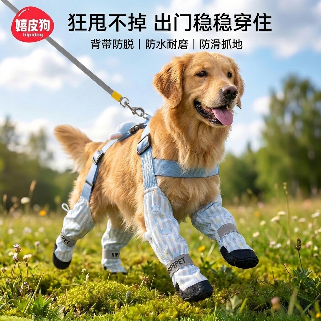 狗狗鞋子软底甩不掉金毛鞋套外出脚套嬉皮狗宠物中大型犬小狗鞋子