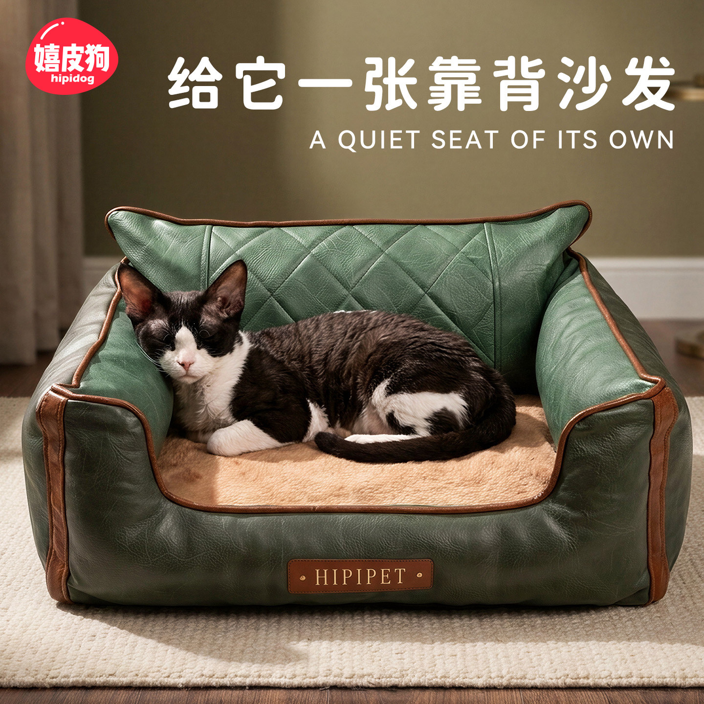 嬉皮狗猫窝四季通用乳胶复合海绵沙发窝靠背式双面垫子可拆洗室内