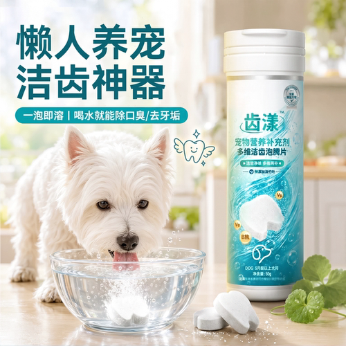宠物洁齿水泡腾片狗狗清新口气去除口臭引诱喝水猫咪漱口水气泡片
