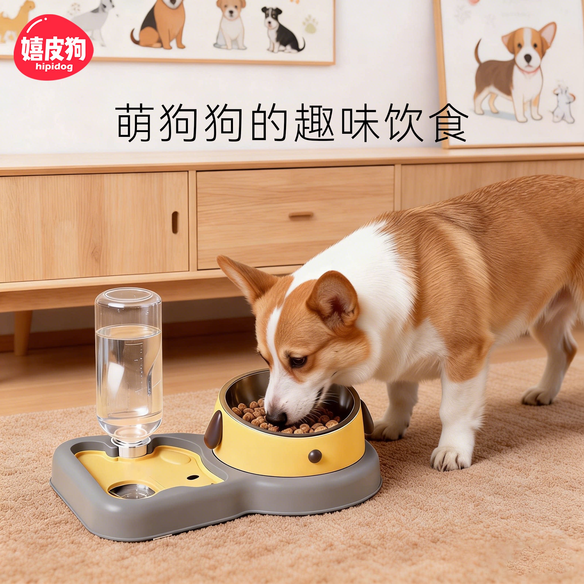 小狗碗慢食碗不锈钢宠物喝水器自动饮水器狗狗饭盆食盆猫碗狗盆萌