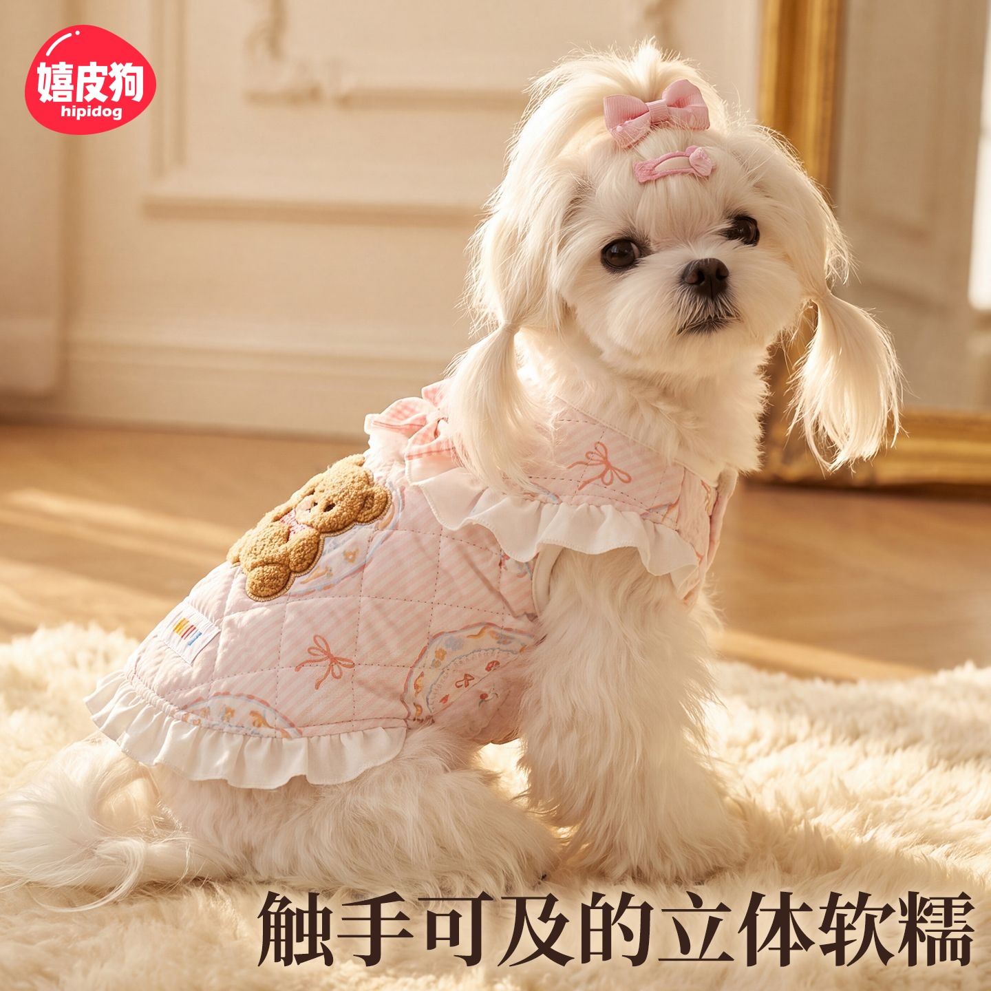 狗狗衣服2026新款秋冬装比熊泰迪雪纳瑞小型犬嬉皮狗宠物夹棉裙子