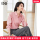OSA欧莎2025年夏装 女宽松气质衬衣设计感上衣 衬衫 新款 粉色长袖