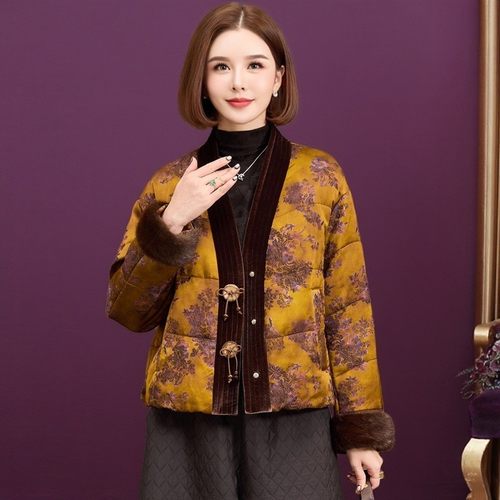 香云纱中老年新中式白鹅绒羽绒服