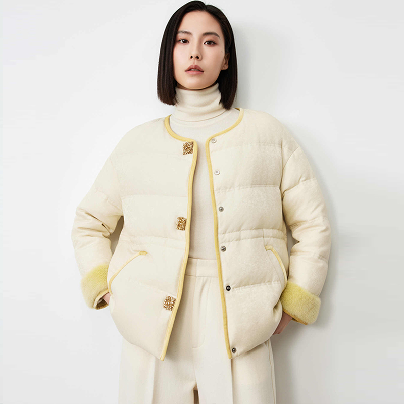 新款水貂毛白鹅绒羽绒服外套保暖