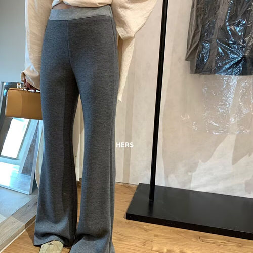 百搭撞色腰显瘦显腿长微喇休闲裤