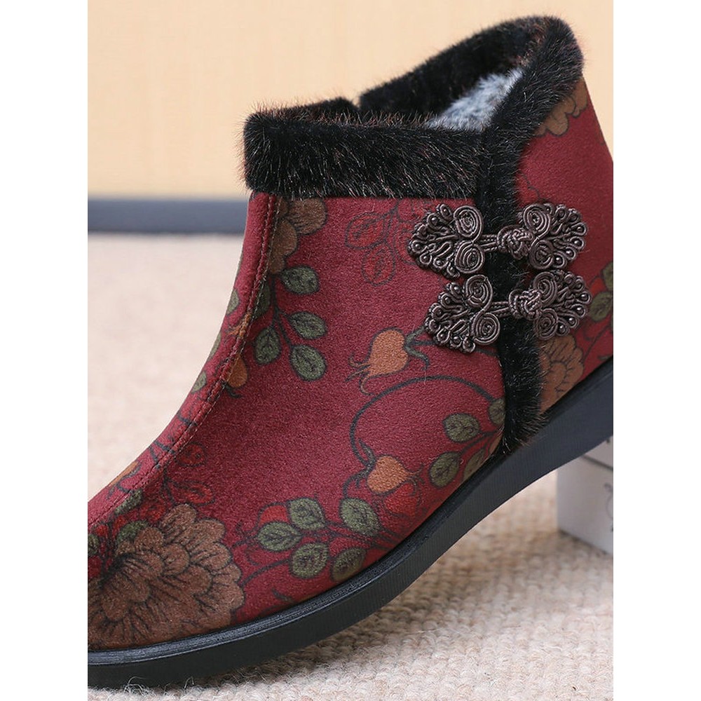 冬季老北京布鞋高帮保暖加绒女棉鞋中老年大码轻软底宽松女短靴