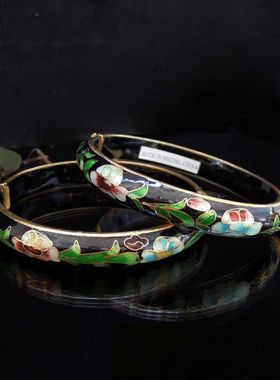 罕见北京景泰蓝椭圆形开口手镯