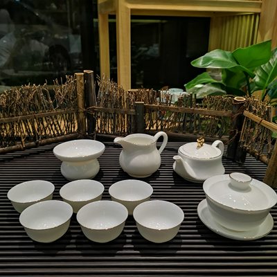 德化茶具套装鹰嘴公道杯茶漏羊脂玉茶具茶海陶瓷分茶器茶叶过滤网