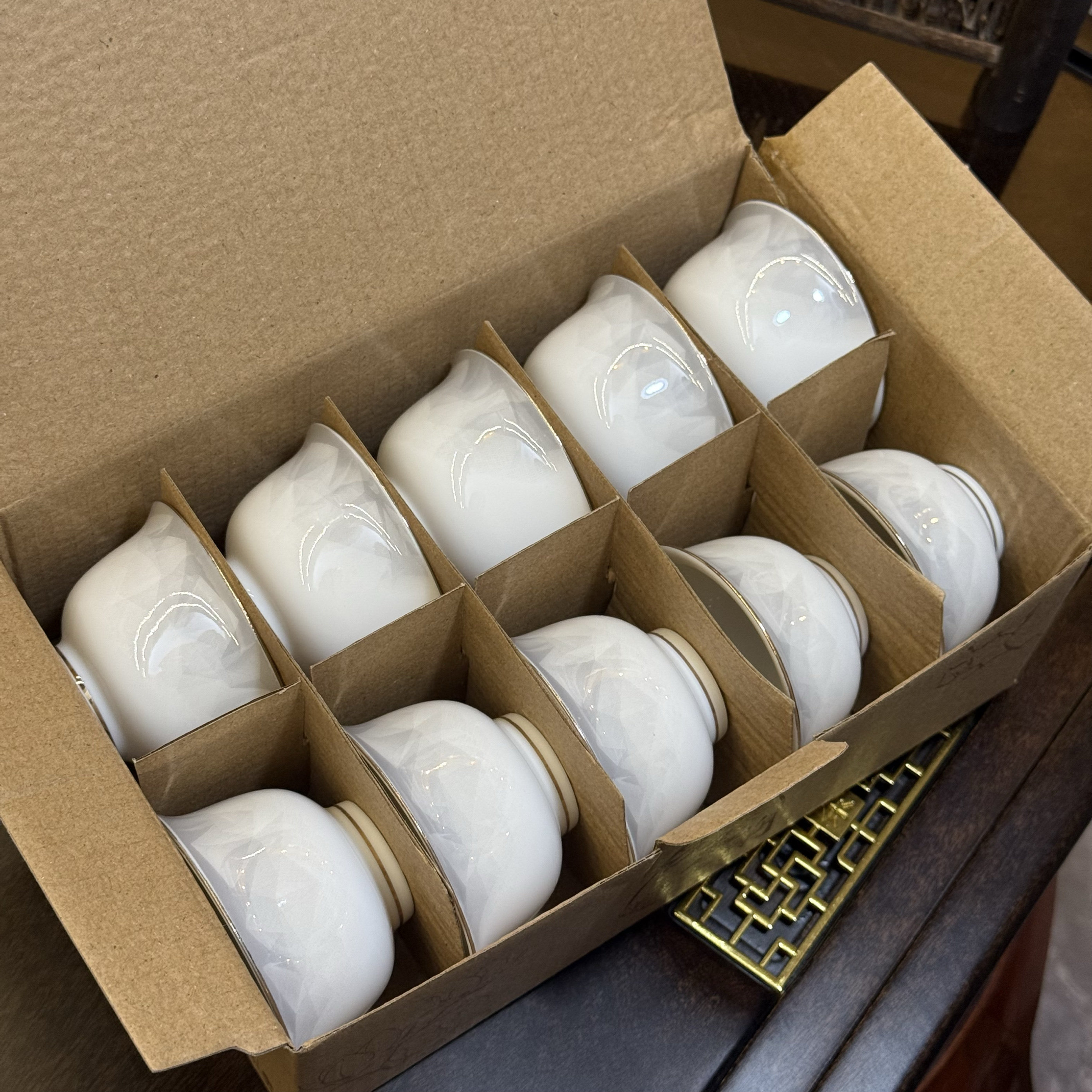 德化羊脂玉瓷茶杯月光银品茗杯个人专用茶杯功夫茶具套装家用高端