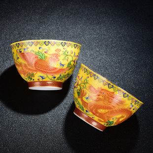 珐琅彩茶杯陶瓷主人杯单杯大号龙凤对杯禅定杯泡茶碗品茗杯伴手礼