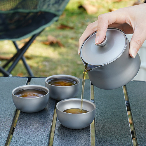纯钛180ml葫芦嘴快客杯旅行功夫茶具套装露营旅游户外便携式茶壶