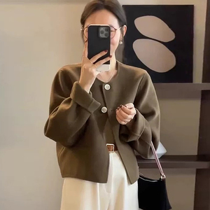 羊毛双面羊绒短款韩版毛呢大衣