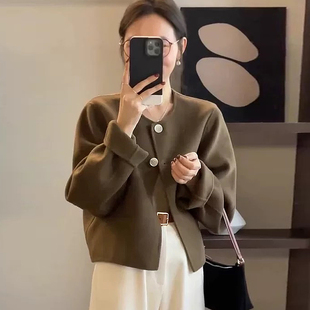 公益宝贝仅30件双面羊绒大衣女短款2025年秋冬新款韩版羊毛呢外套