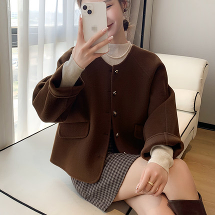 反季清仓韩系东大门双面羊绒大衣女中长秋冬新款高级感毛呢外套