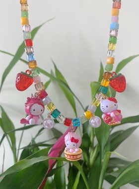 原创手工KT猫串珠项链迪士尼环球影城可爱彩色童趣虞书欣同款项链