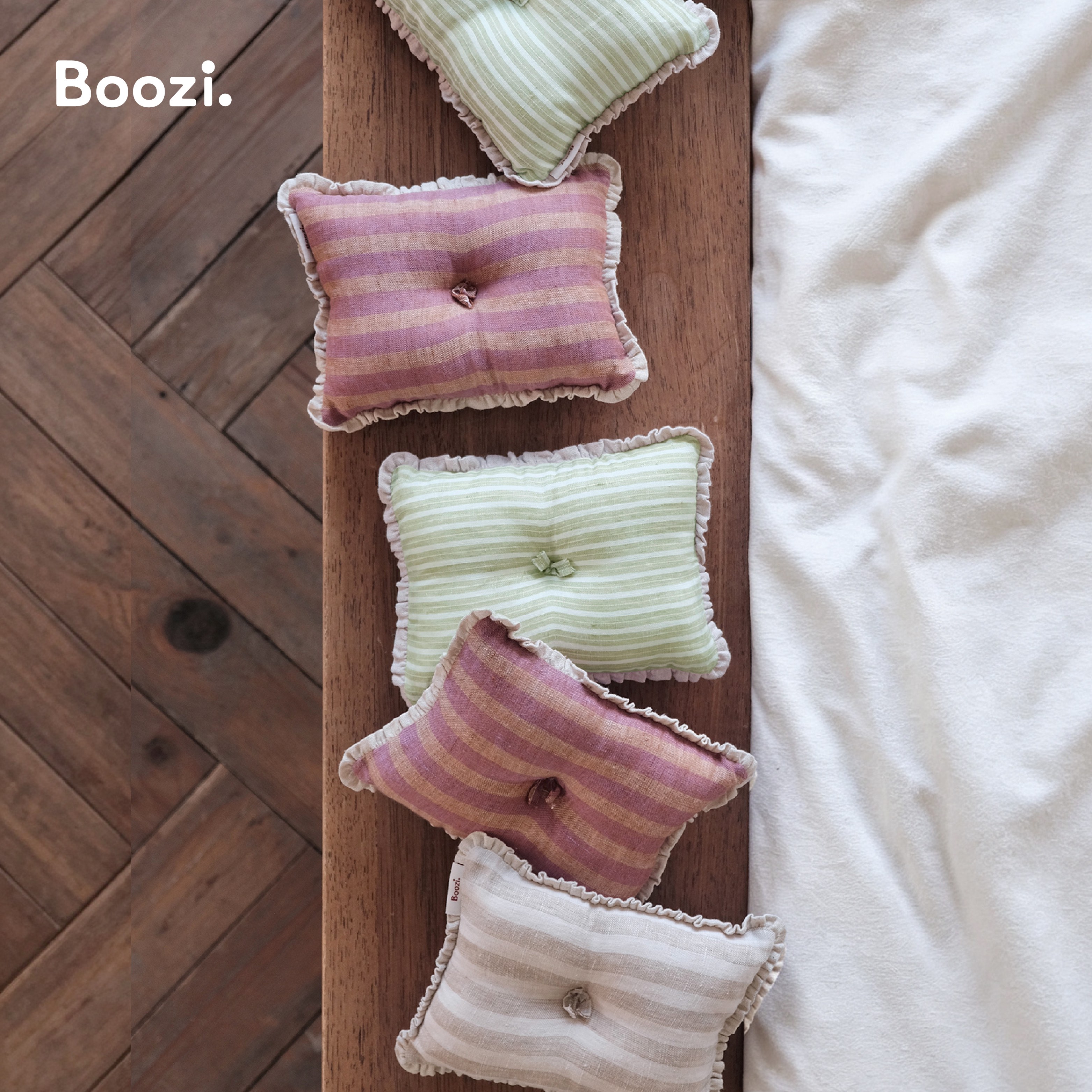 Boozi.Strand迷你亚麻条纹抱枕