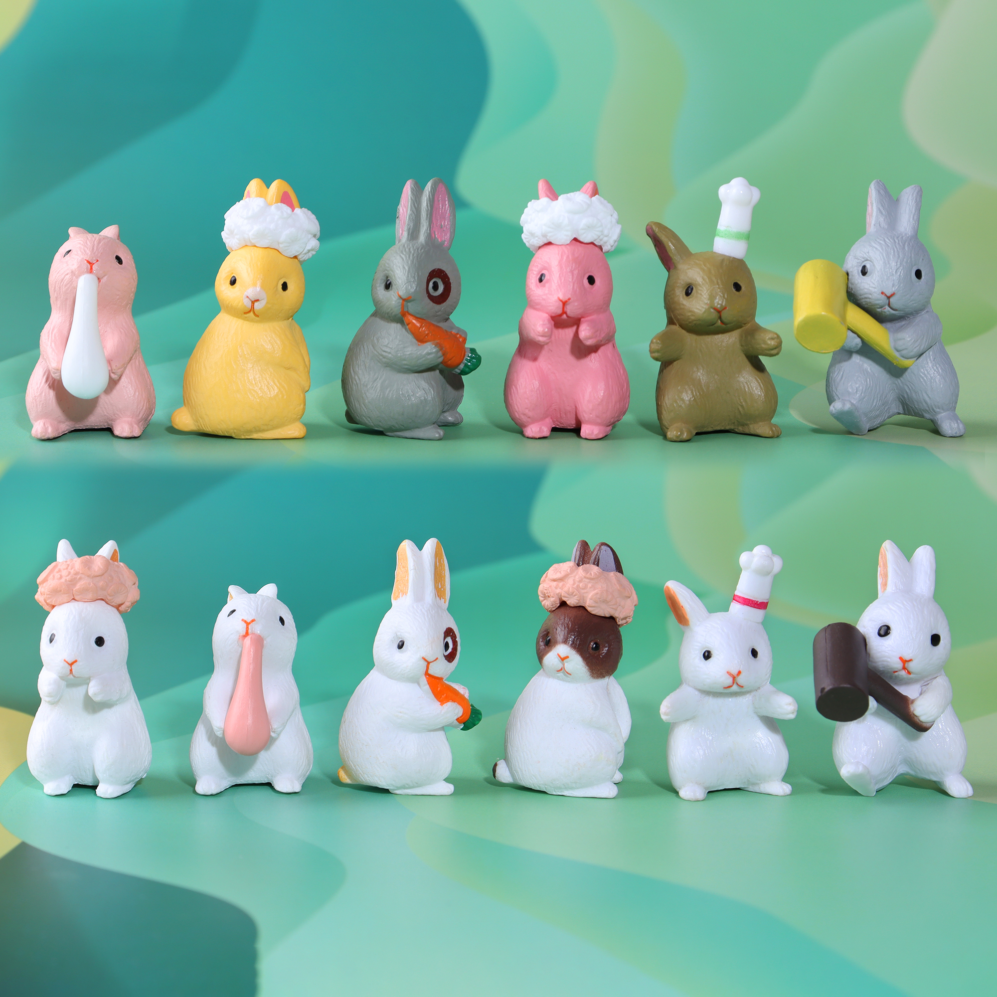 小兔子手办模具兔兔模型微缩可爱小物件治愈系小摆件兔子盲盒玩具