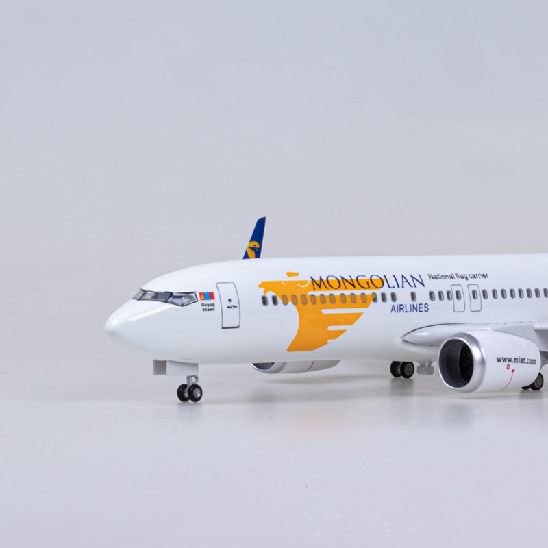 【带轮子带灯】蒙古航空客机模型波音737仿真飞机拼装民航蒙航800