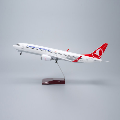 带灯47cm仿真土耳其航空飞机模型737客机拼装礼物摆件收藏Turkish