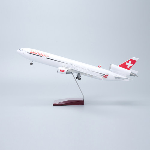 带灯47cm仿真瑞士航空MD11麦道飞机模型客机摆件收藏礼品Swiss