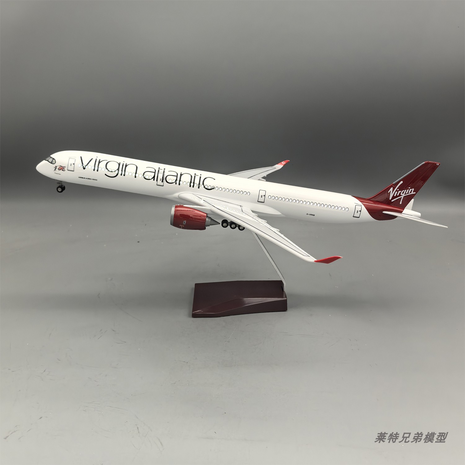 带灯47cm维珍大西洋航空空客A350-1000仿真飞机模型摆件收藏礼品