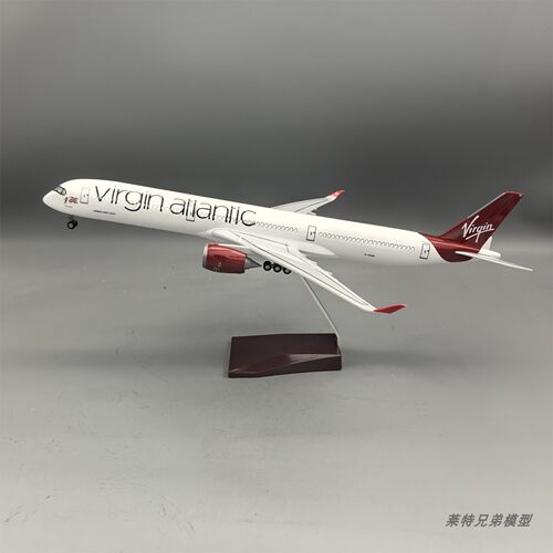 带灯47cm维珍大西洋航空空客A350-1000仿真飞机模型摆件收藏礼品
