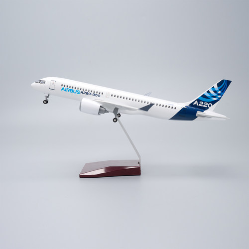 38cm带灯空客A220-300原型机仿真客机飞机模型摆件民航礼品收藏