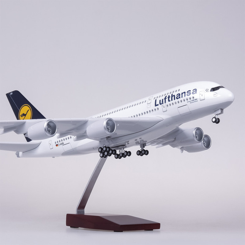 带灯45cm汉莎航空客机飞机模型仿真空客A380收藏摆件Lufthansa
